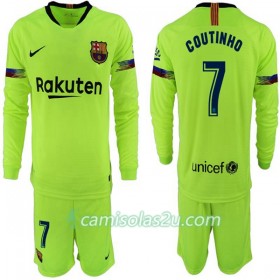 Camisolas de Futebol FC Barcelona Coutinho 7 Criança Equipamento Alternativa 2018/19 Manga Comprida